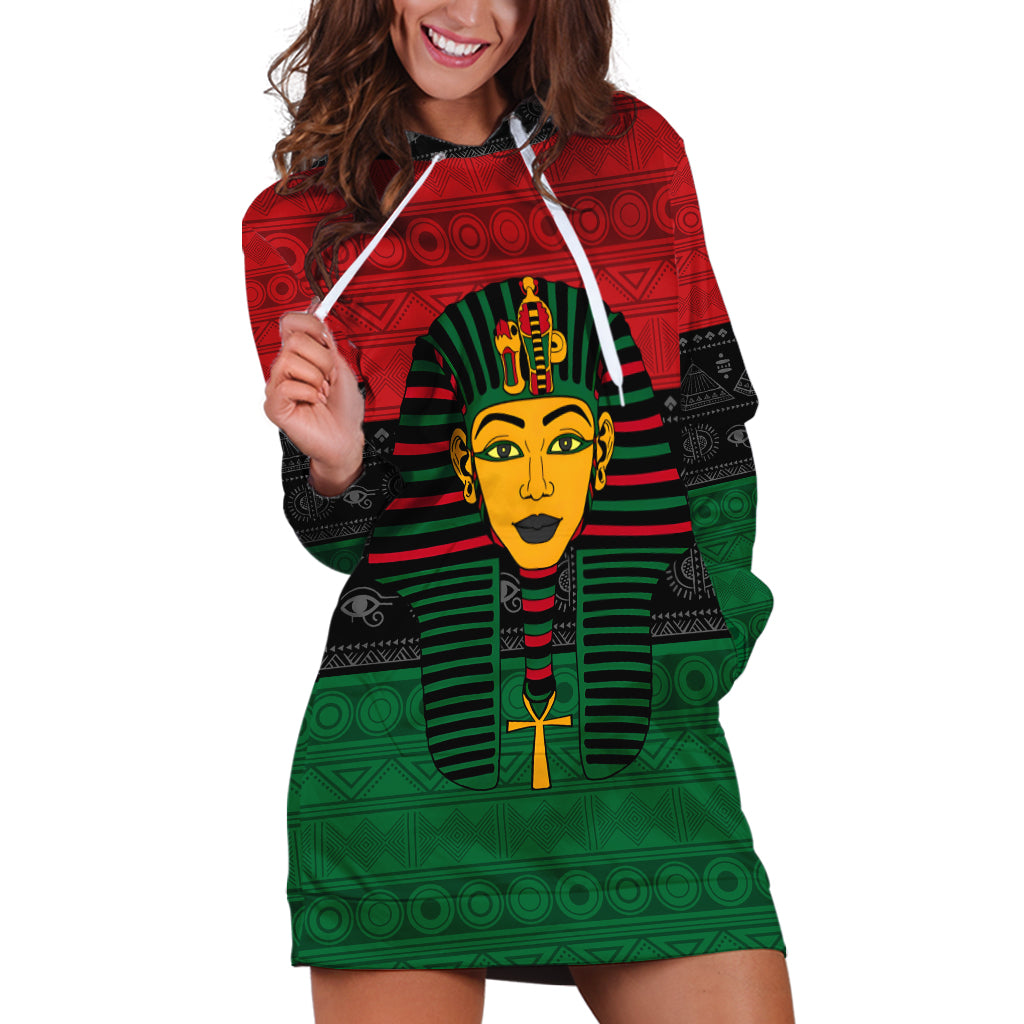 Personalized Pharaoh In Pan-African Colors Hoodie Dress Ancient Egypt - Wonder Print Shop
