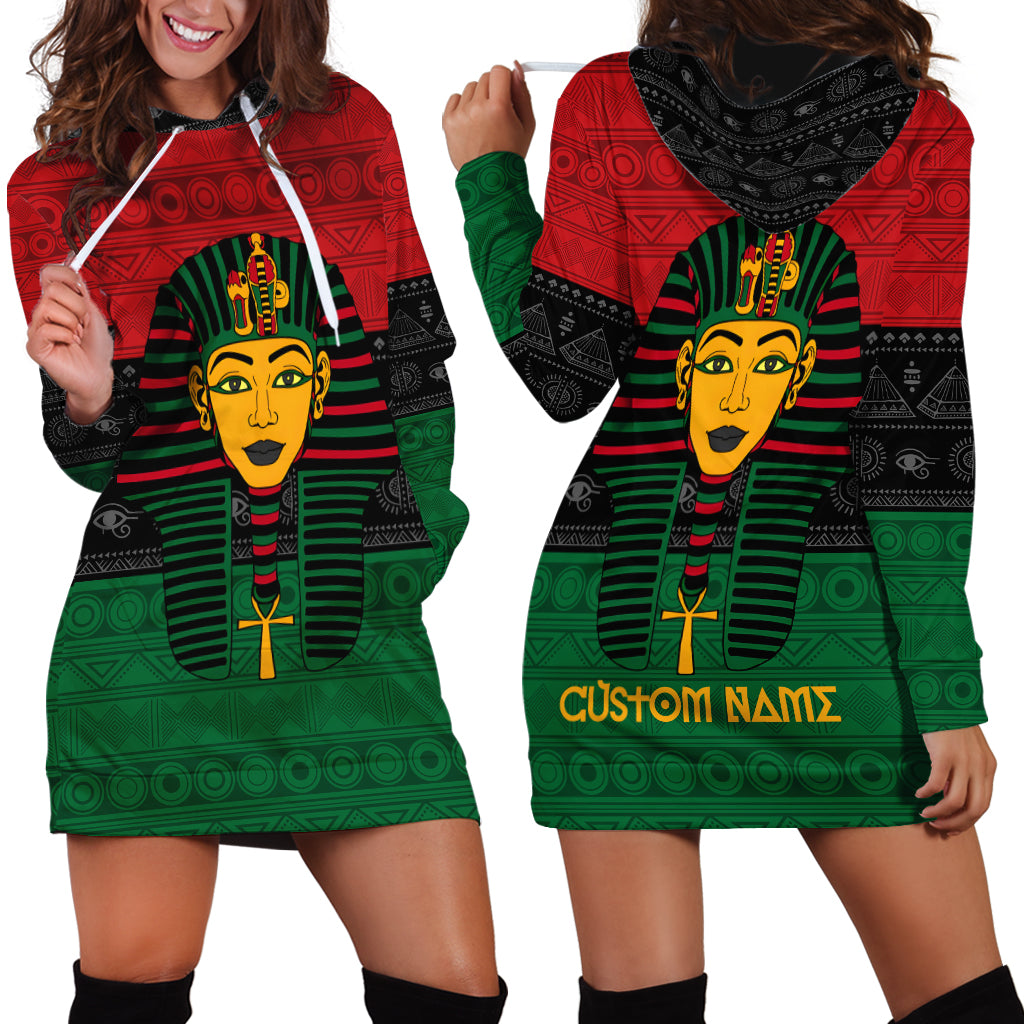 Personalized Pharaoh In Pan-African Colors Hoodie Dress Ancient Egypt - Wonder Print Shop