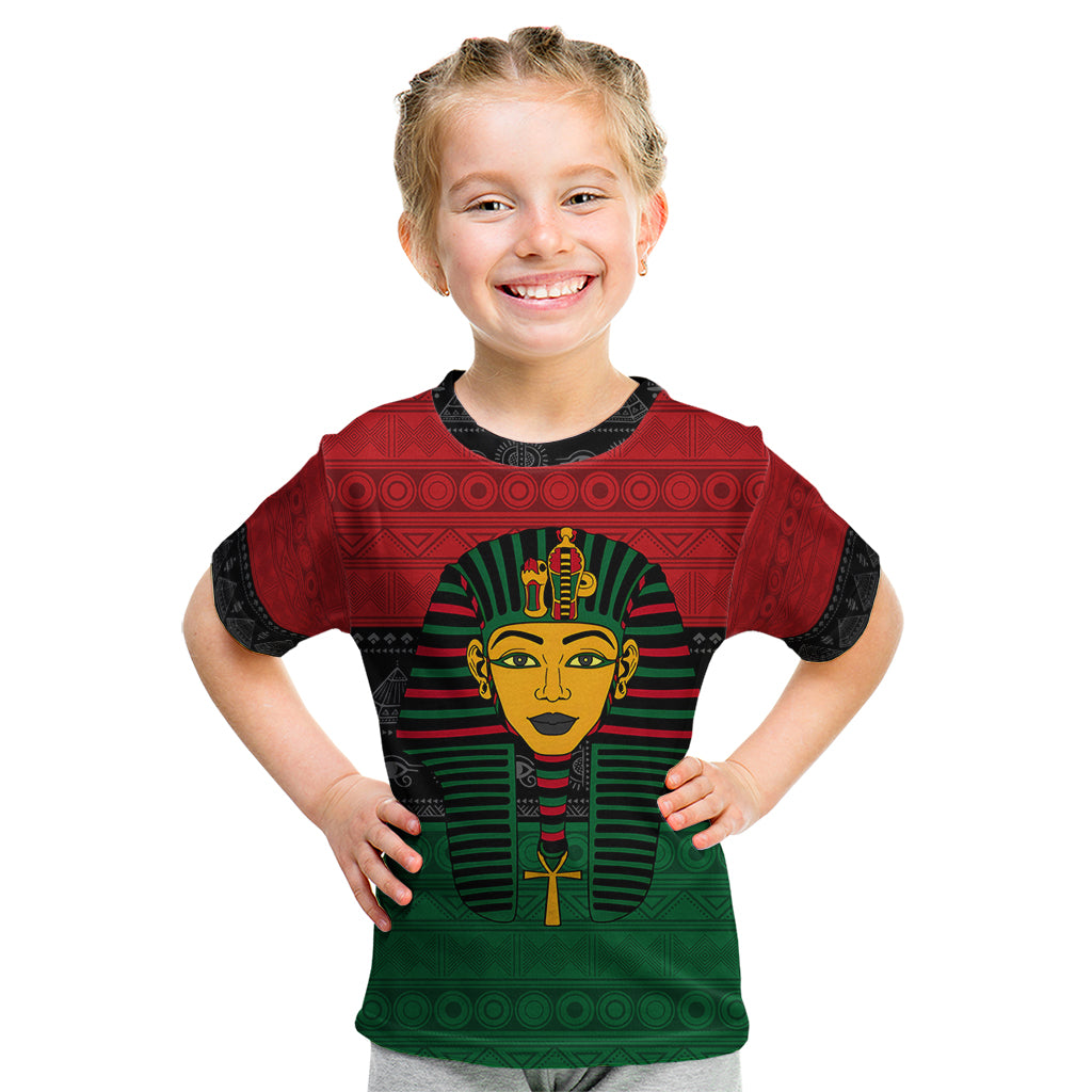 Personalized Pharaoh In Pan-African Colors Kid T Shirt Ancient Egypt - Wonder Print Shop