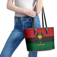 Personalized Pharaoh In Pan-African Colors Leather Tote Bag Ancient Egypt - Wonder Print Shop