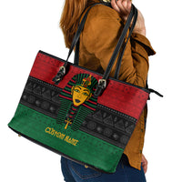 Personalized Pharaoh In Pan-African Colors Leather Tote Bag Ancient Egypt - Wonder Print Shop