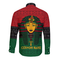 Personalized Pharaoh In Pan-African Colors Long Sleeve Button Shirt Ancient Egypt - Wonder Print Shop