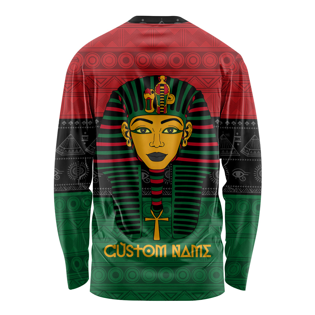 Personalized Pharaoh In Pan-African Colors Long Sleeve Shirt Ancient Egypt - Wonder Print Shop