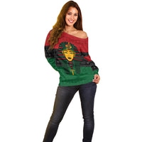 Personalized Pharaoh In Pan-African Colors Off Shoulder Sweater Ancient Egypt - Wonder Print Shop