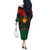Personalized Pharaoh In Pan-African Colors Off The Shoulder Long Sleeve Dress Ancient Egypt