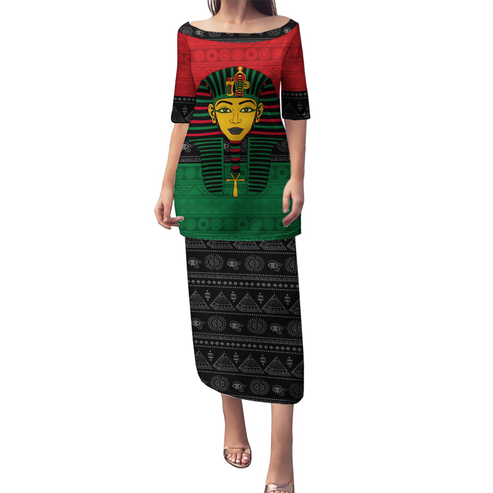 Personalized Pharaoh In Pan-African Colors Puletasi Ancient Egypt - Wonder Print Shop
