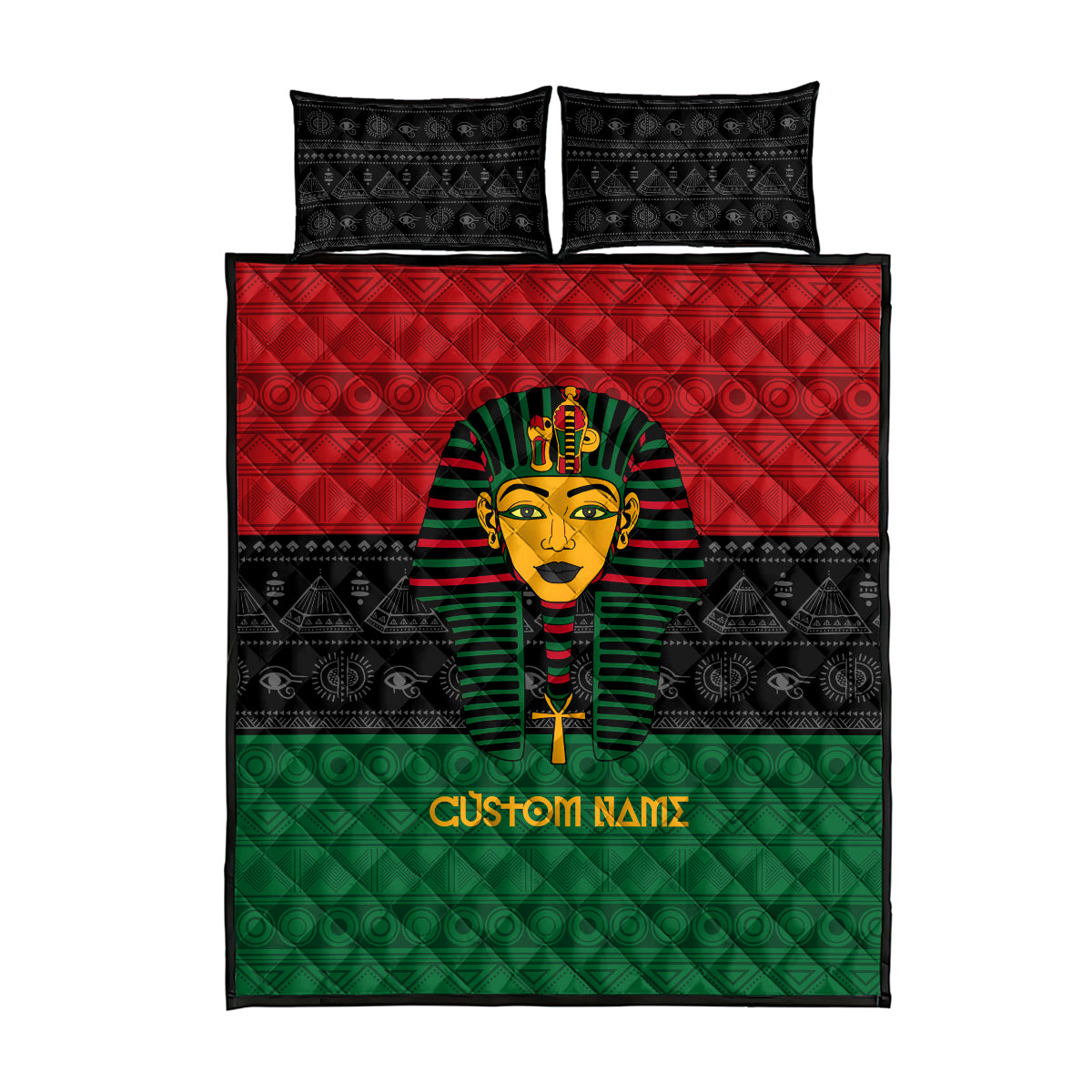 Personalized Pharaoh In Pan-African Colors Quilt Bed Set Ancient Egypt - Wonder Print Shop