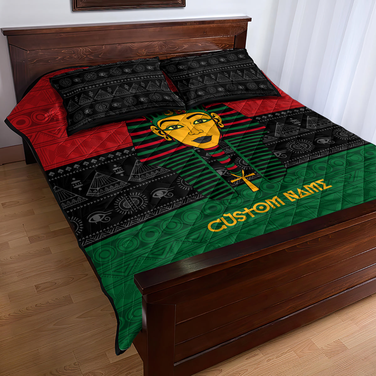 Personalized Pharaoh In Pan-African Colors Quilt Bed Set Ancient Egypt - Wonder Print Shop