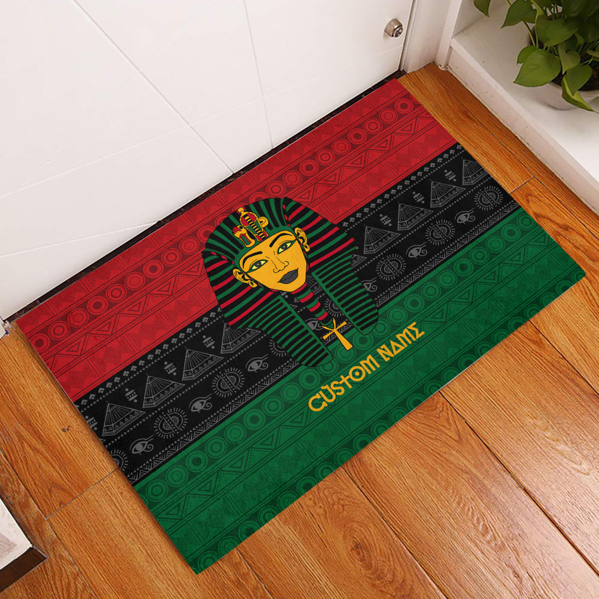 Personalized Pharaoh In Pan-African Colors Rubber Doormat Ancient Egypt - Wonder Print Shop