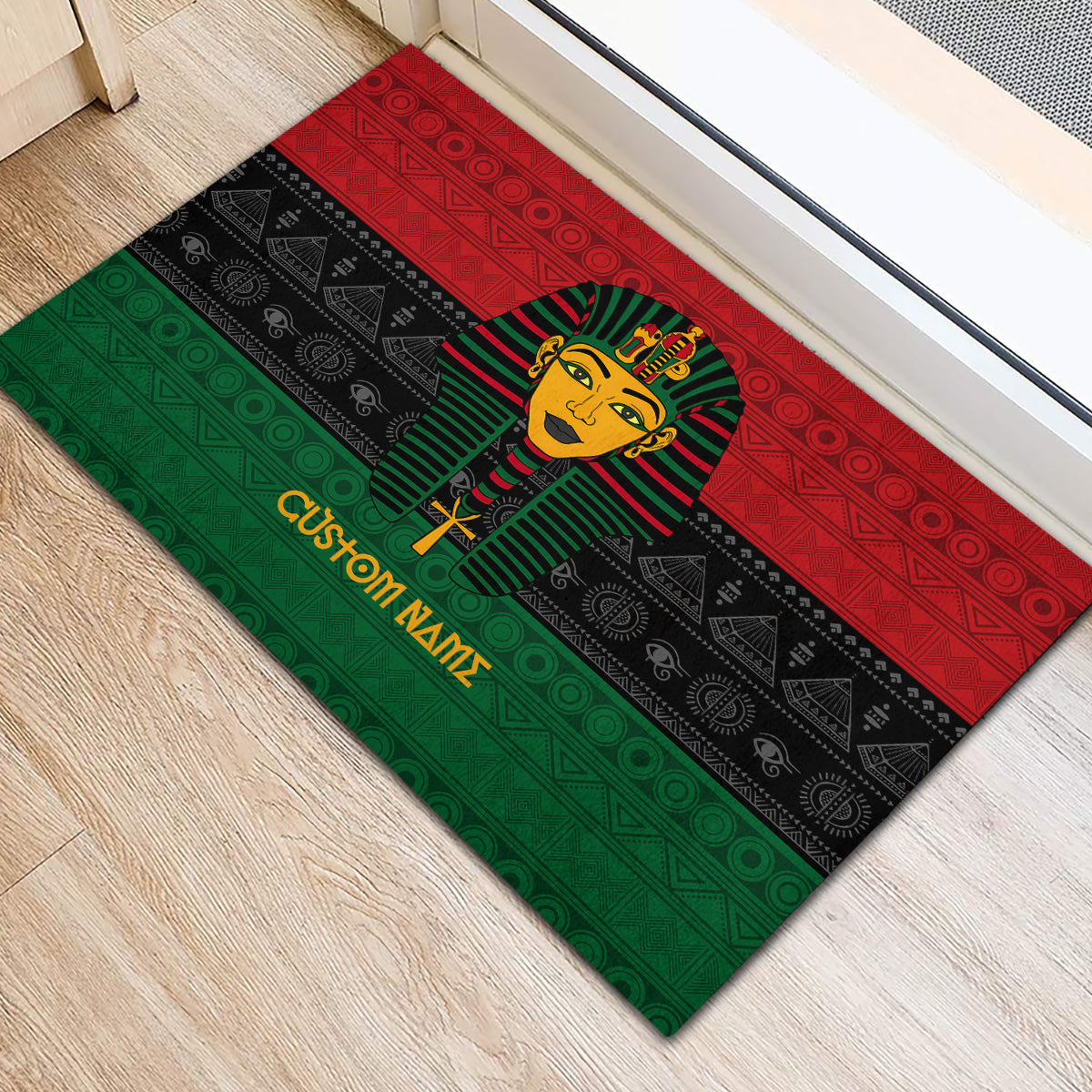 Personalized Pharaoh In Pan-African Colors Rubber Doormat Ancient Egypt - Wonder Print Shop