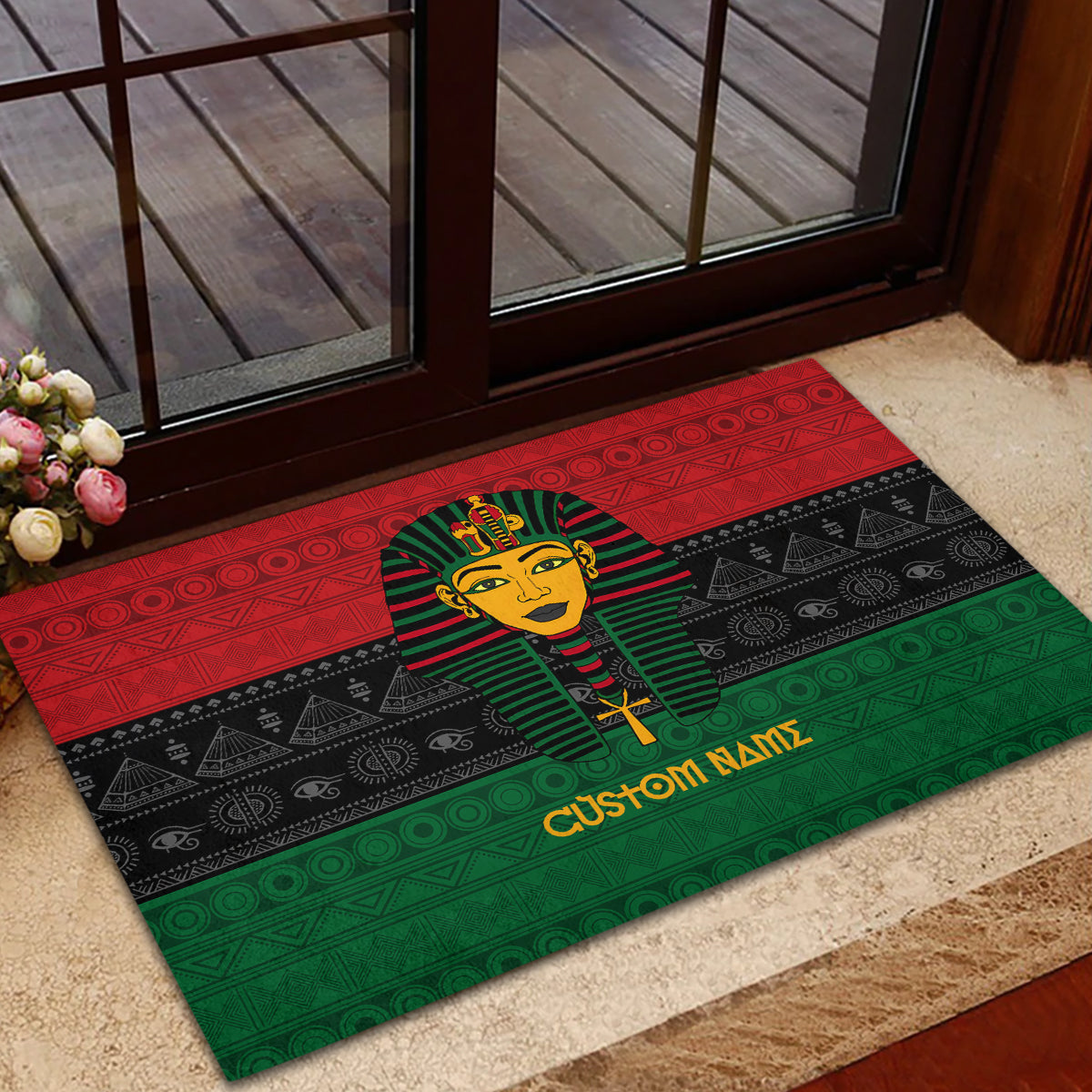 Personalized Pharaoh In Pan-African Colors Rubber Doormat Ancient Egypt - Wonder Print Shop