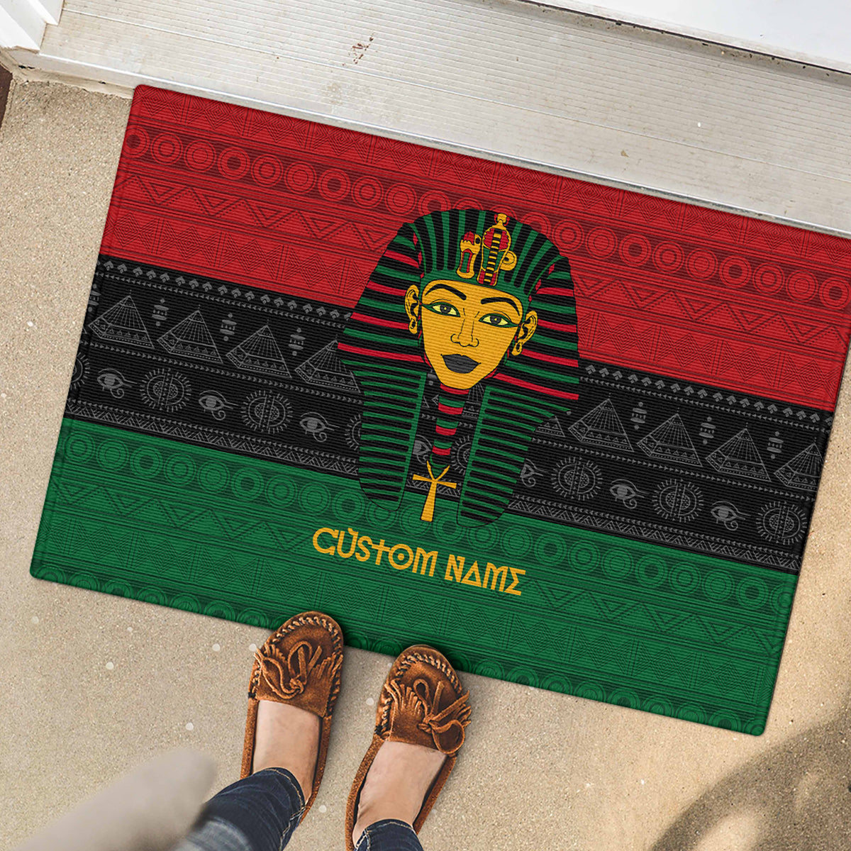 Personalized Pharaoh In Pan-African Colors Rubber Doormat Ancient Egypt - Wonder Print Shop