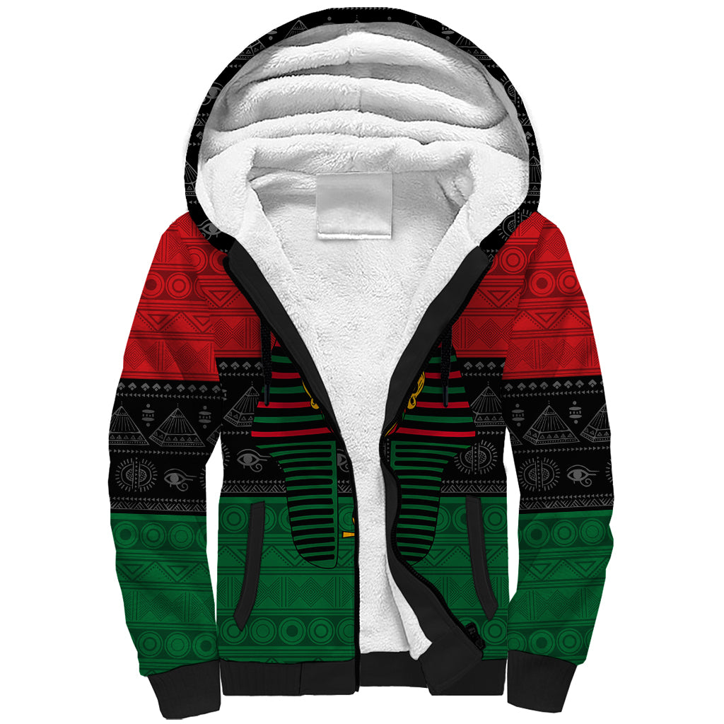 Personalized Pharaoh In Pan-African Colors Sherpa Hoodie Ancient Egypt - Wonder Print Shop