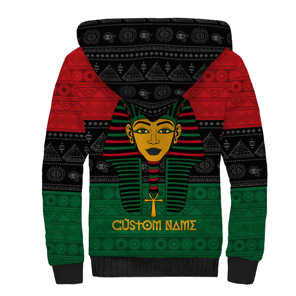 Personalized Pharaoh In Pan-African Colors Sherpa Hoodie Ancient Egypt - Wonder Print Shop