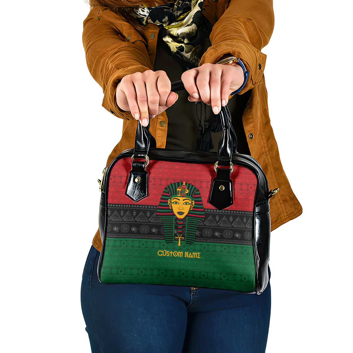Personalized Pharaoh In Pan-African Colors Shoulder Handbag Ancient Egypt