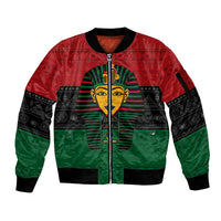 Personalized Pharaoh In Pan-African Colors Sleeve Zip Bomber Jacket Ancient Egypt - Wonder Print Shop