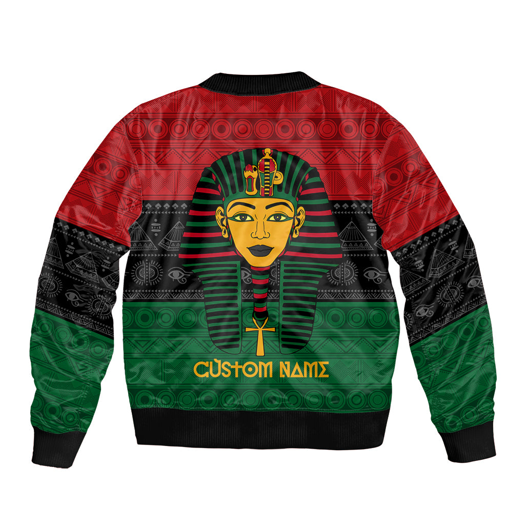 Personalized Pharaoh In Pan-African Colors Sleeve Zip Bomber Jacket Ancient Egypt - Wonder Print Shop