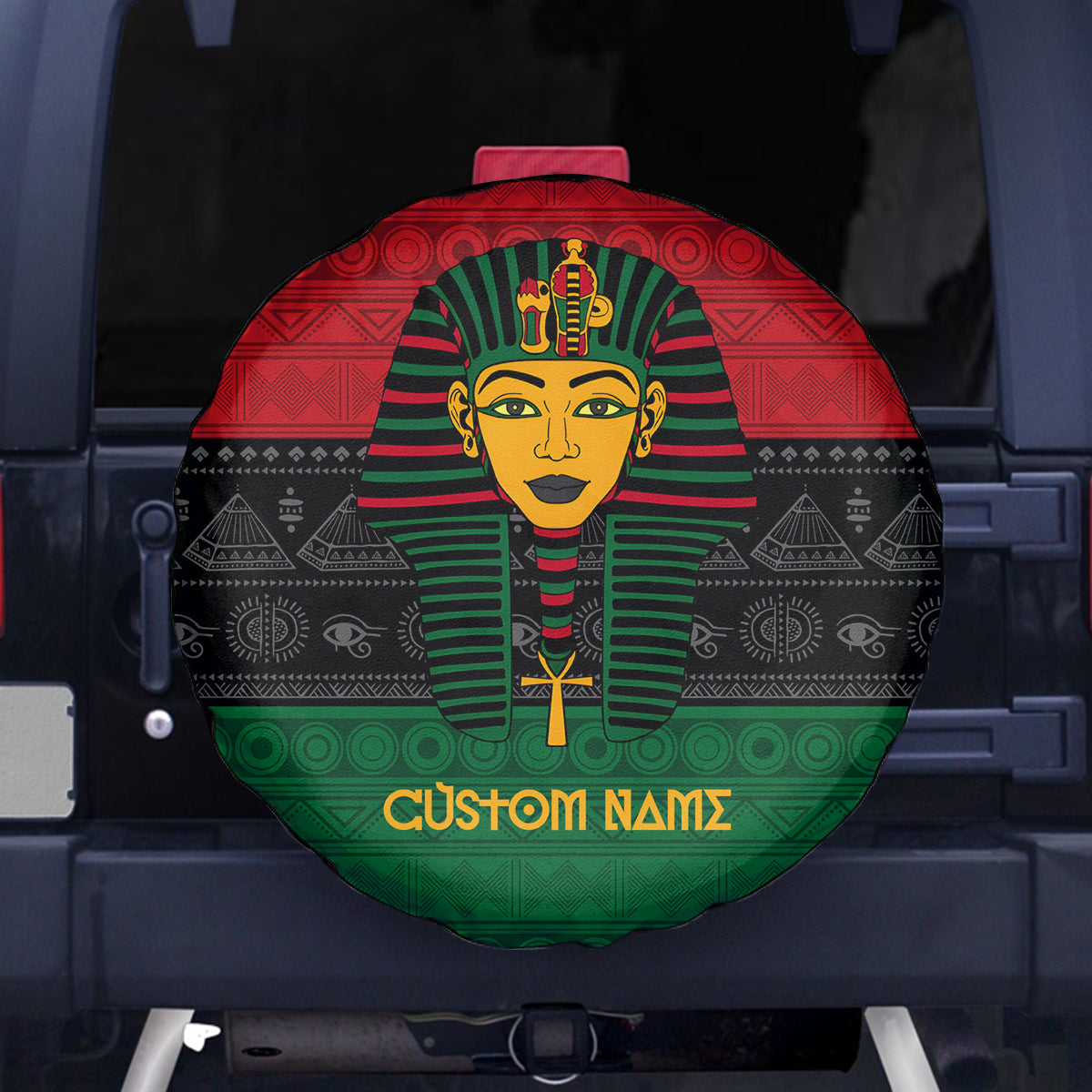 Personalized Pharaoh In Pan-African Colors Spare Tire Cover Ancient Egypt - Wonder Print Shop