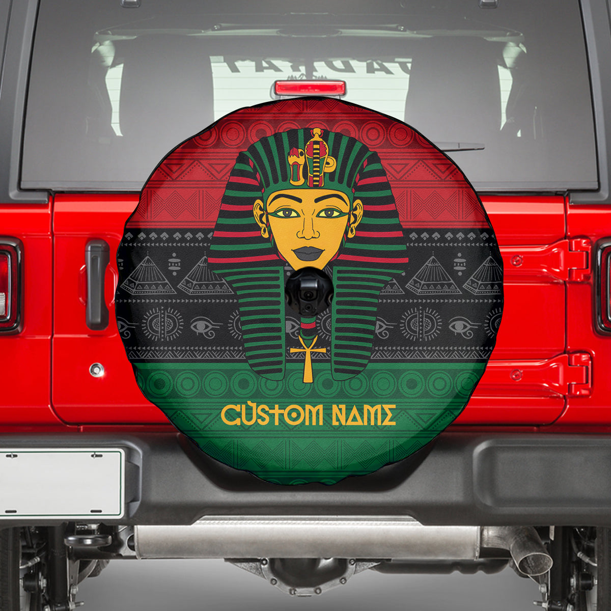 Personalized Pharaoh In Pan-African Colors Spare Tire Cover Ancient Egypt - Wonder Print Shop