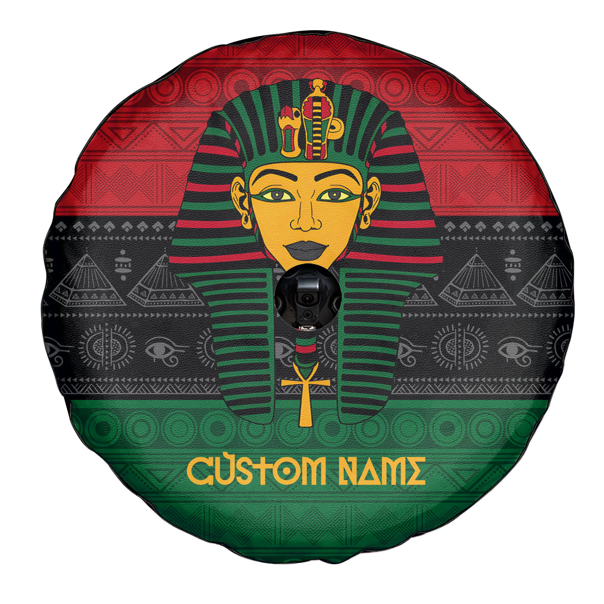 Personalized Pharaoh In Pan-African Colors Spare Tire Cover Ancient Egypt - Wonder Print Shop