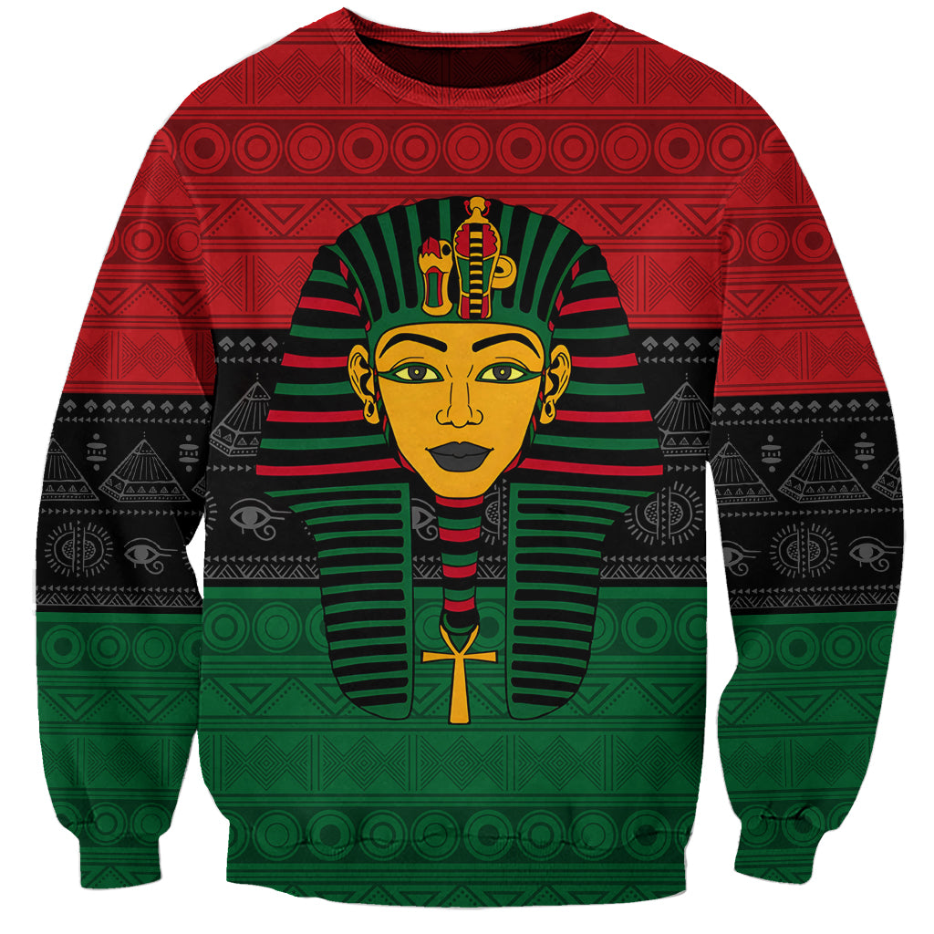 Personalized Pharaoh In Pan-African Colors Sweatshirt Ancient Egypt - Wonder Print Shop