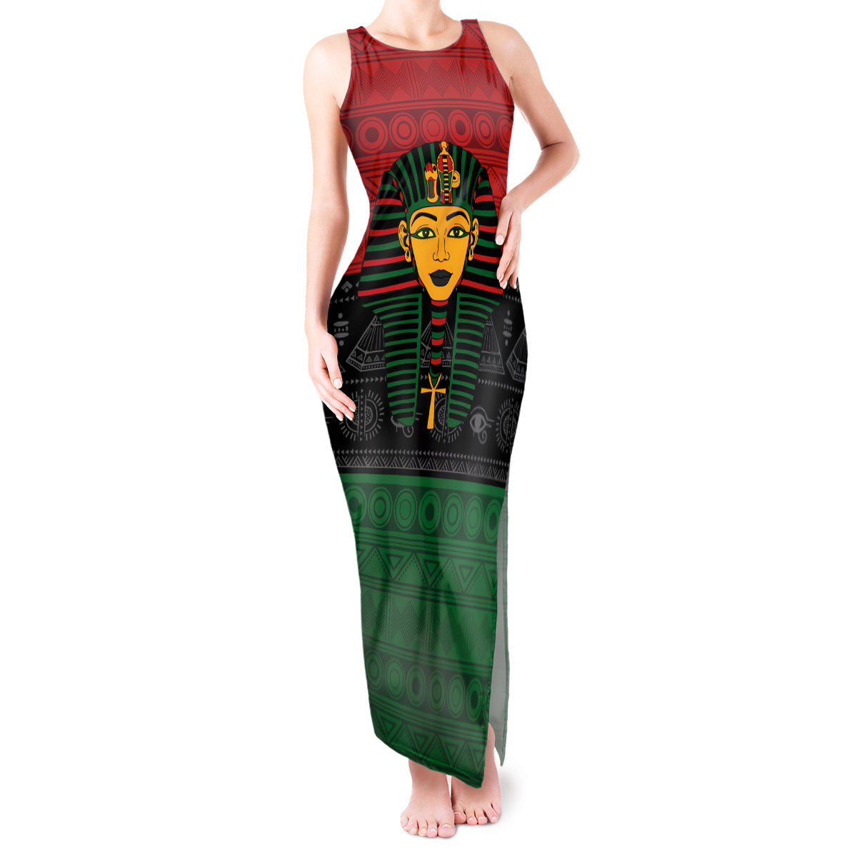 Personalized Pharaoh In Pan-African Colors Tank Maxi Dress Ancient Egypt - Wonder Print Shop