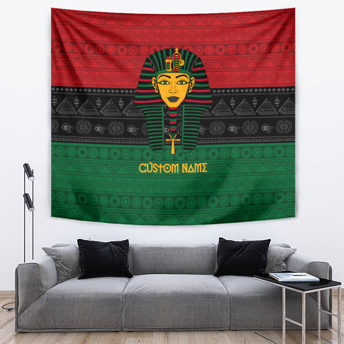 Personalized Pharaoh In Pan-African Colors Tapestry Ancient Egypt - Wonder Print Shop