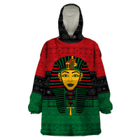 Personalized Pharaoh In Pan-African Colors Wearable Blanket Hoodie Ancient Egypt - Wonder Print Shop