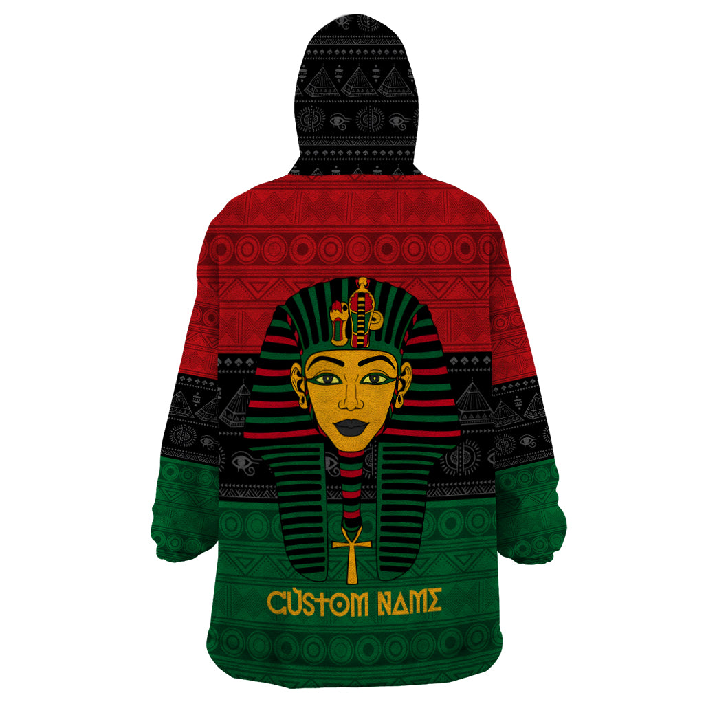 Personalized Pharaoh In Pan-African Colors Wearable Blanket Hoodie Ancient Egypt - Wonder Print Shop