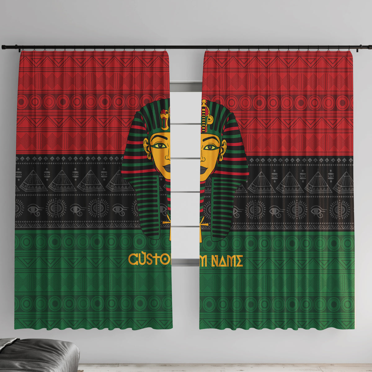 Personalized Pharaoh In Pan-African Colors Window Curtain Ancient Egypt