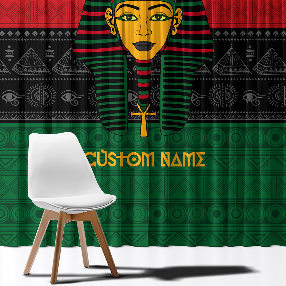 Personalized Pharaoh In Pan-African Colors Window Curtain Ancient Egypt - Wonder Print Shop
