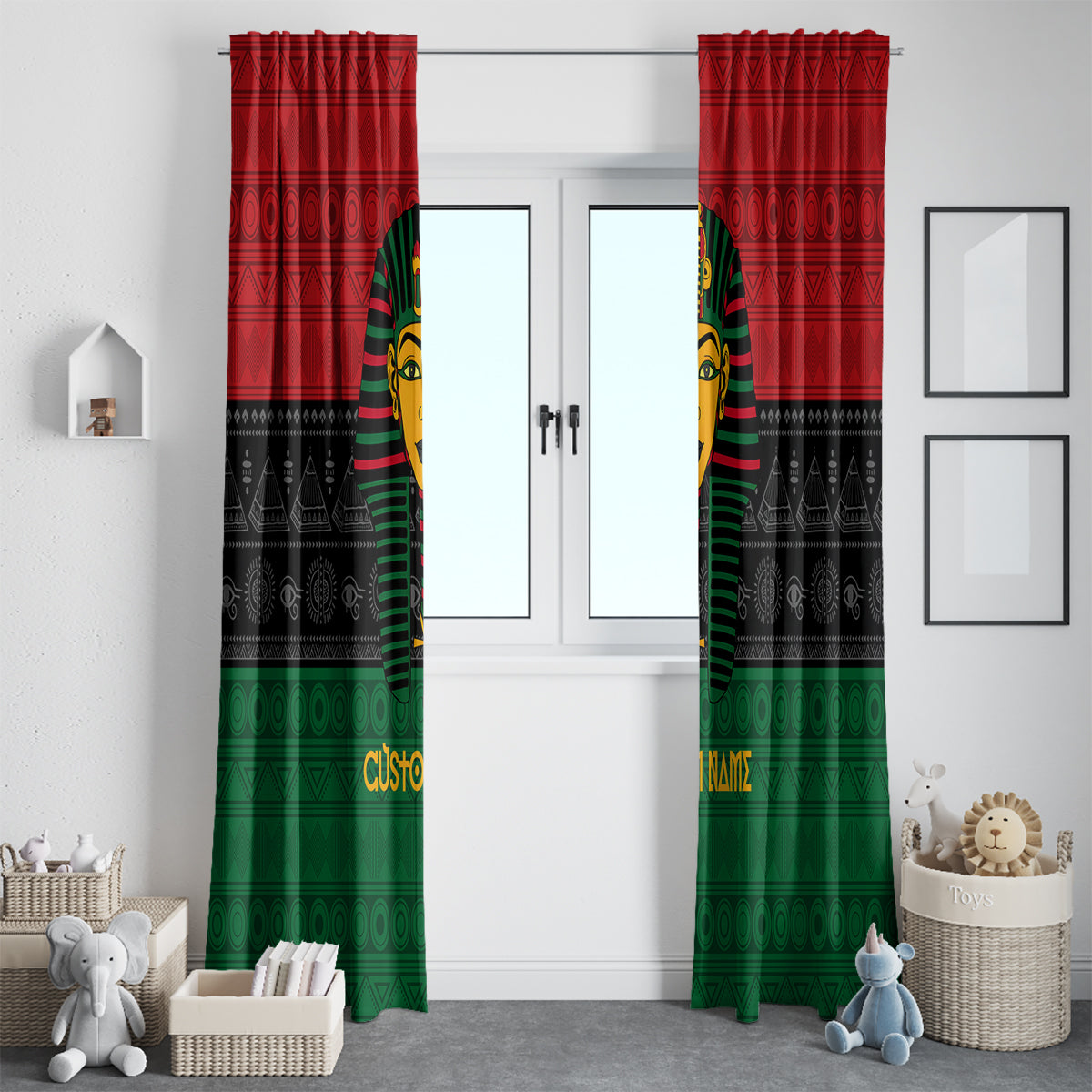 Personalized Pharaoh In Pan-African Colors Window Curtain Ancient Egypt - Wonder Print Shop