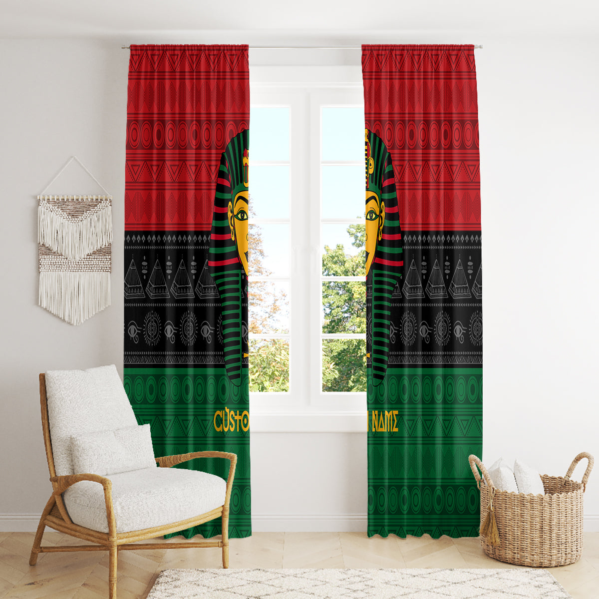 Personalized Pharaoh In Pan-African Colors Window Curtain Ancient Egypt - Wonder Print Shop
