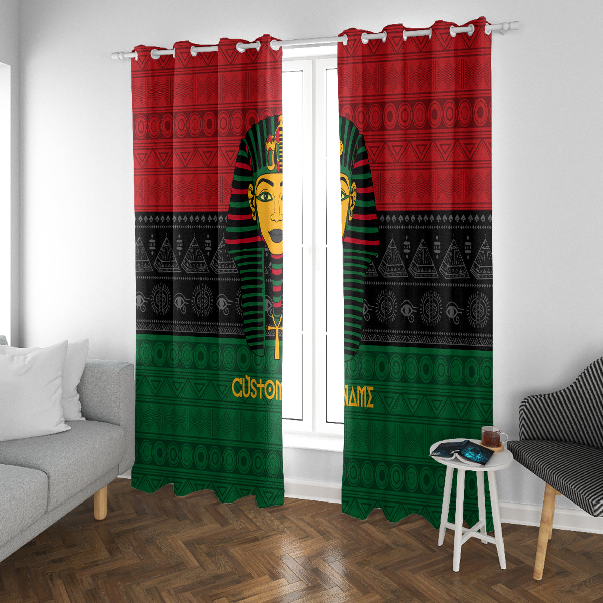 Personalized Pharaoh In Pan-African Colors Window Curtain Ancient Egypt - Wonder Print Shop