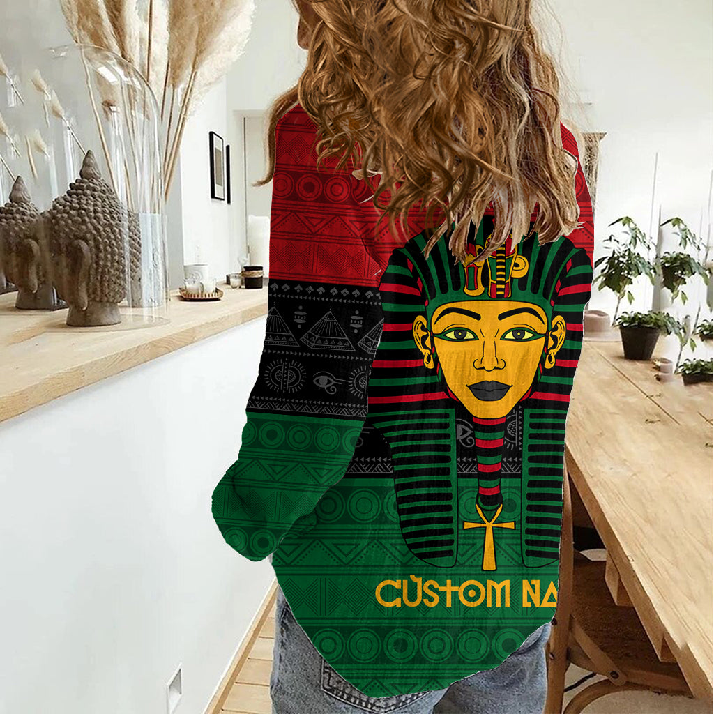 Personalized Pharaoh In Pan-African Colors Women Casual Shirt Ancient Egypt - Wonder Print Shop