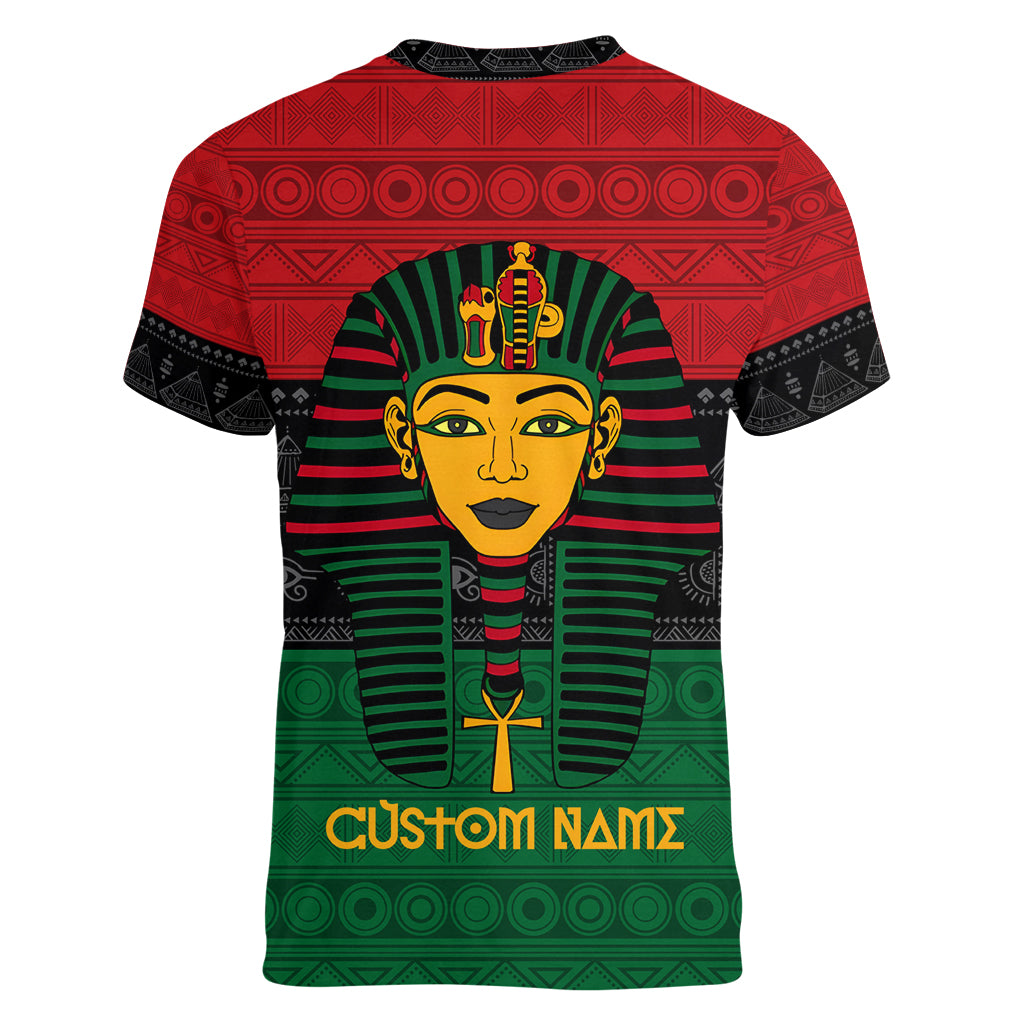Personalized Pharaoh In Pan-African Colors Women V Neck T Shirt Ancient Egypt - Wonder Print Shop