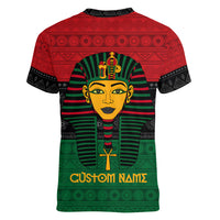 Personalized Pharaoh In Pan-African Colors Women V Neck T Shirt Ancient Egypt - Wonder Print Shop