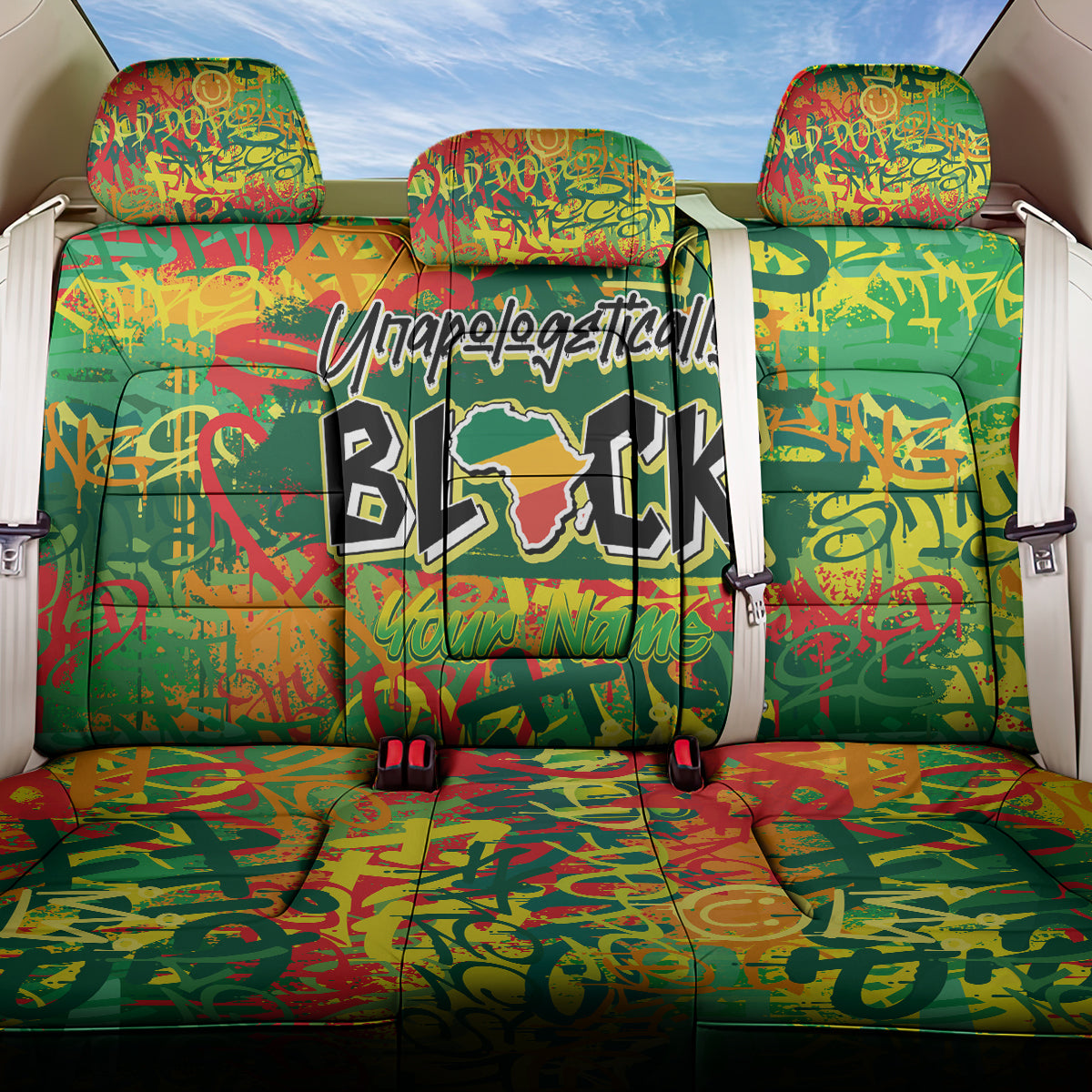 Personalized Colorful African Unapologetically Black Back Car Seat Cover - Wonder Print Shop