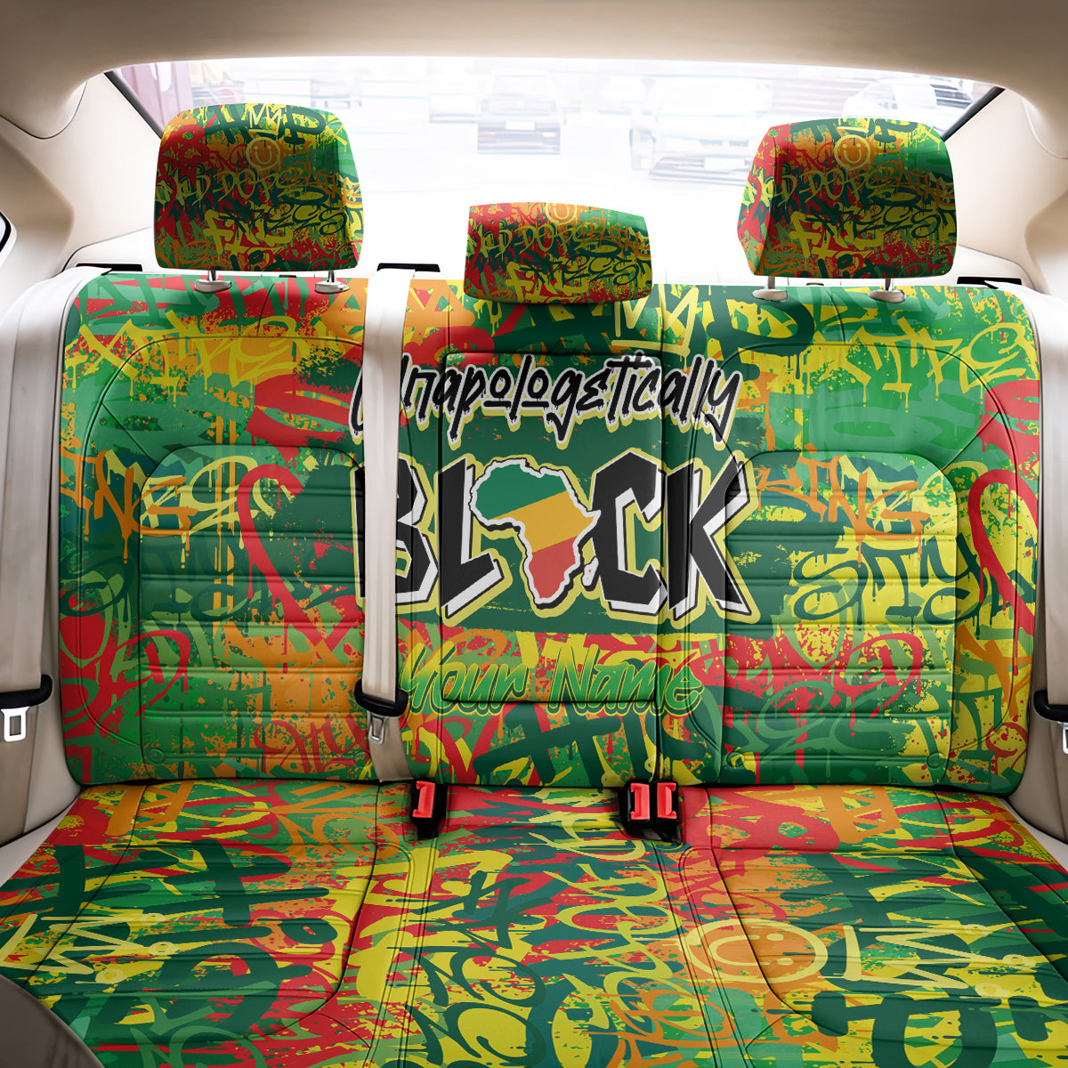 Personalized Colorful African Unapologetically Black Back Car Seat Cover - Wonder Print Shop