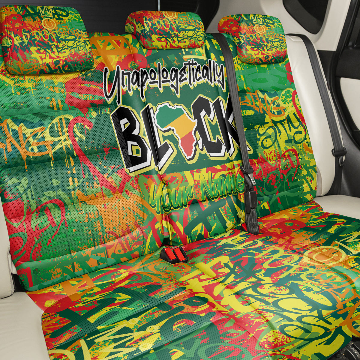 Personalized Colorful African Unapologetically Black Back Car Seat Cover - Wonder Print Shop