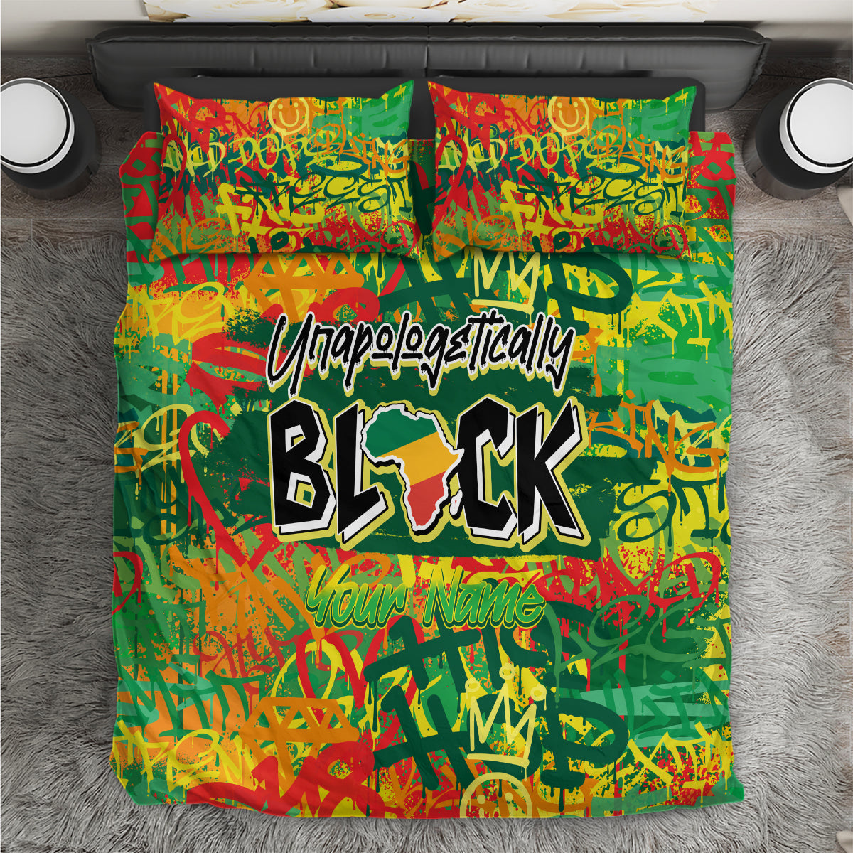 Personalized Colorful African Unapologetically Black Bedding Set - Wonder Print Shop