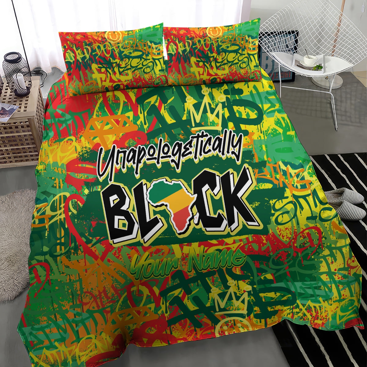 Personalized Colorful African Unapologetically Black Bedding Set - Wonder Print Shop