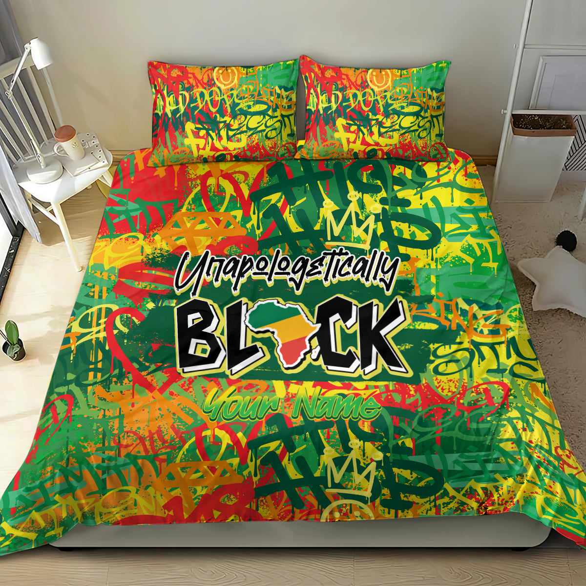 Personalized Colorful African Unapologetically Black Bedding Set - Wonder Print Shop