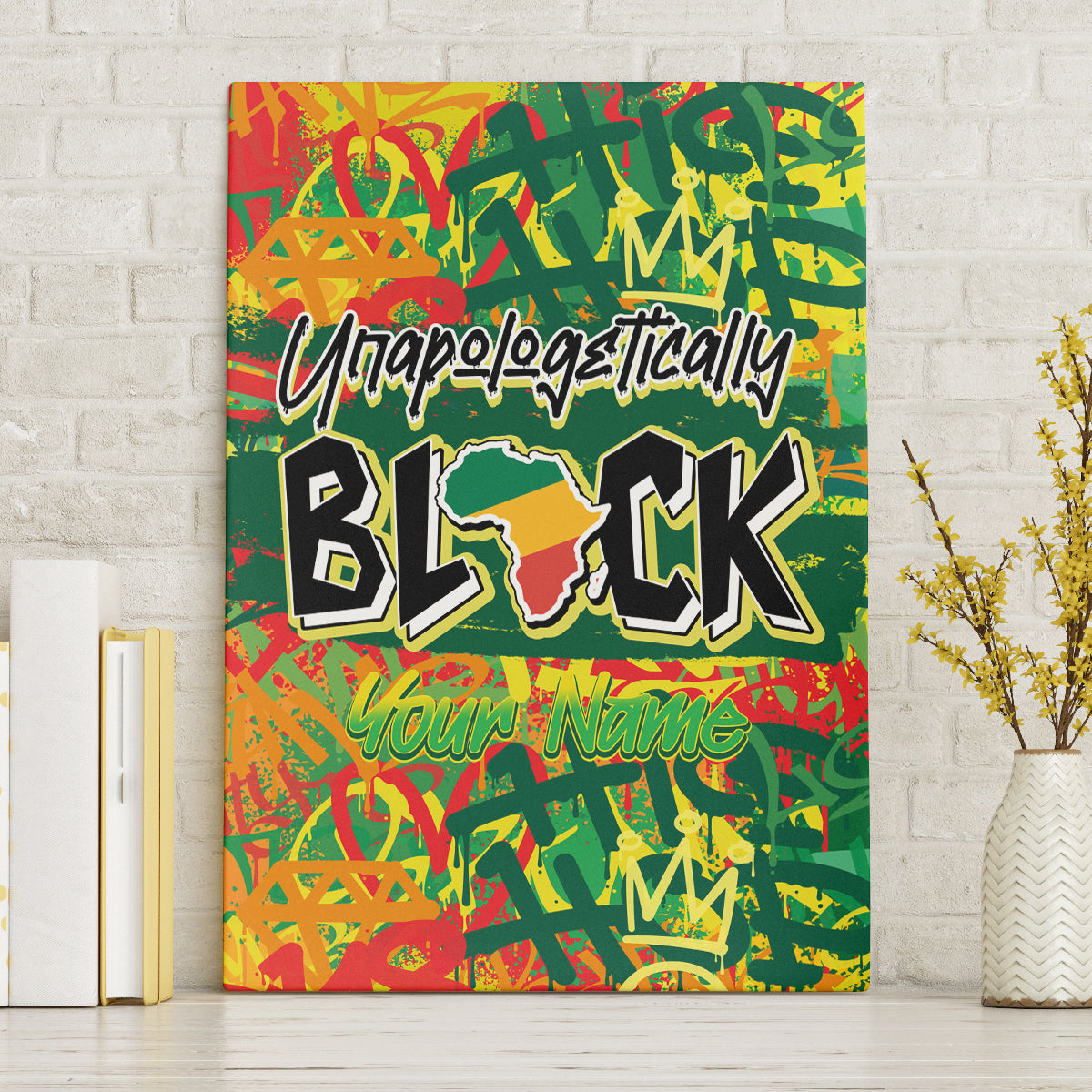 Personalized Colorful African Unapologetically Black Canvas Wall Art - Wonder Print Shop