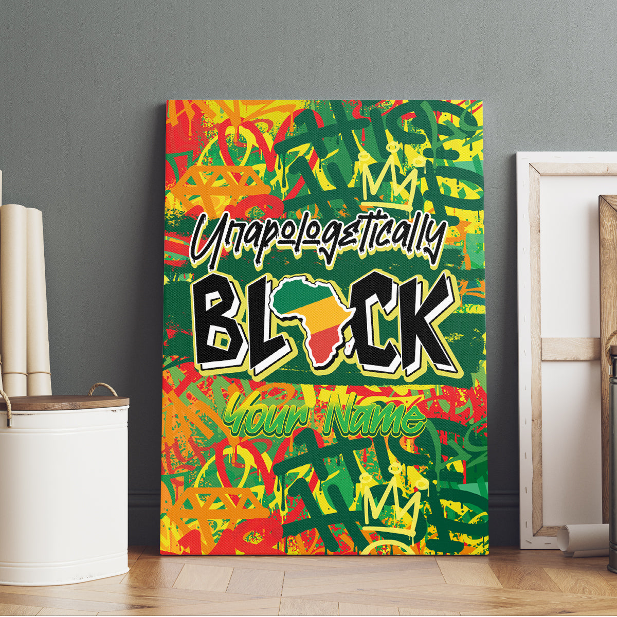 Personalized Colorful African Unapologetically Black Canvas Wall Art - Wonder Print Shop