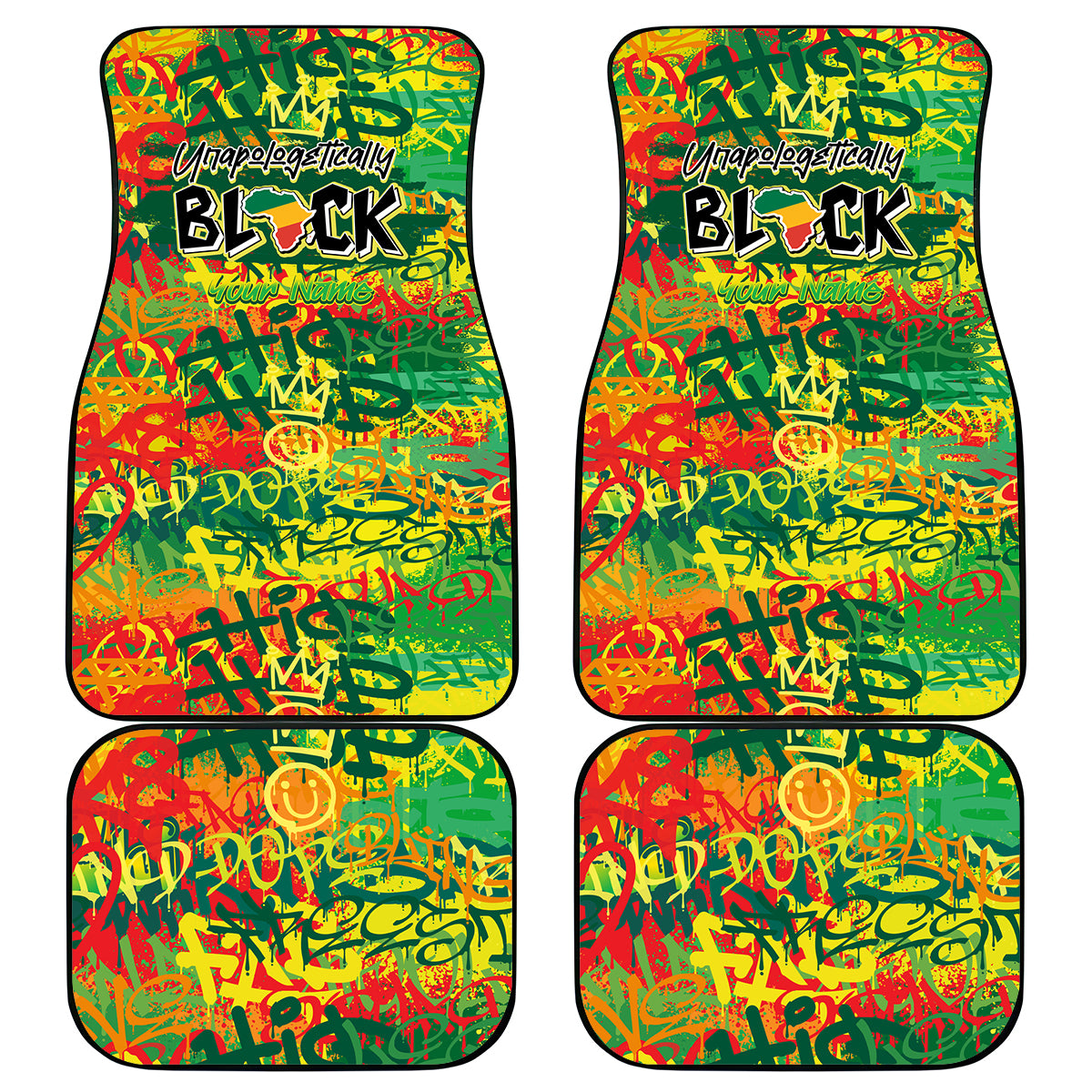 Personalized Colorful African Unapologetically Black Car Mats - Wonder Print Shop