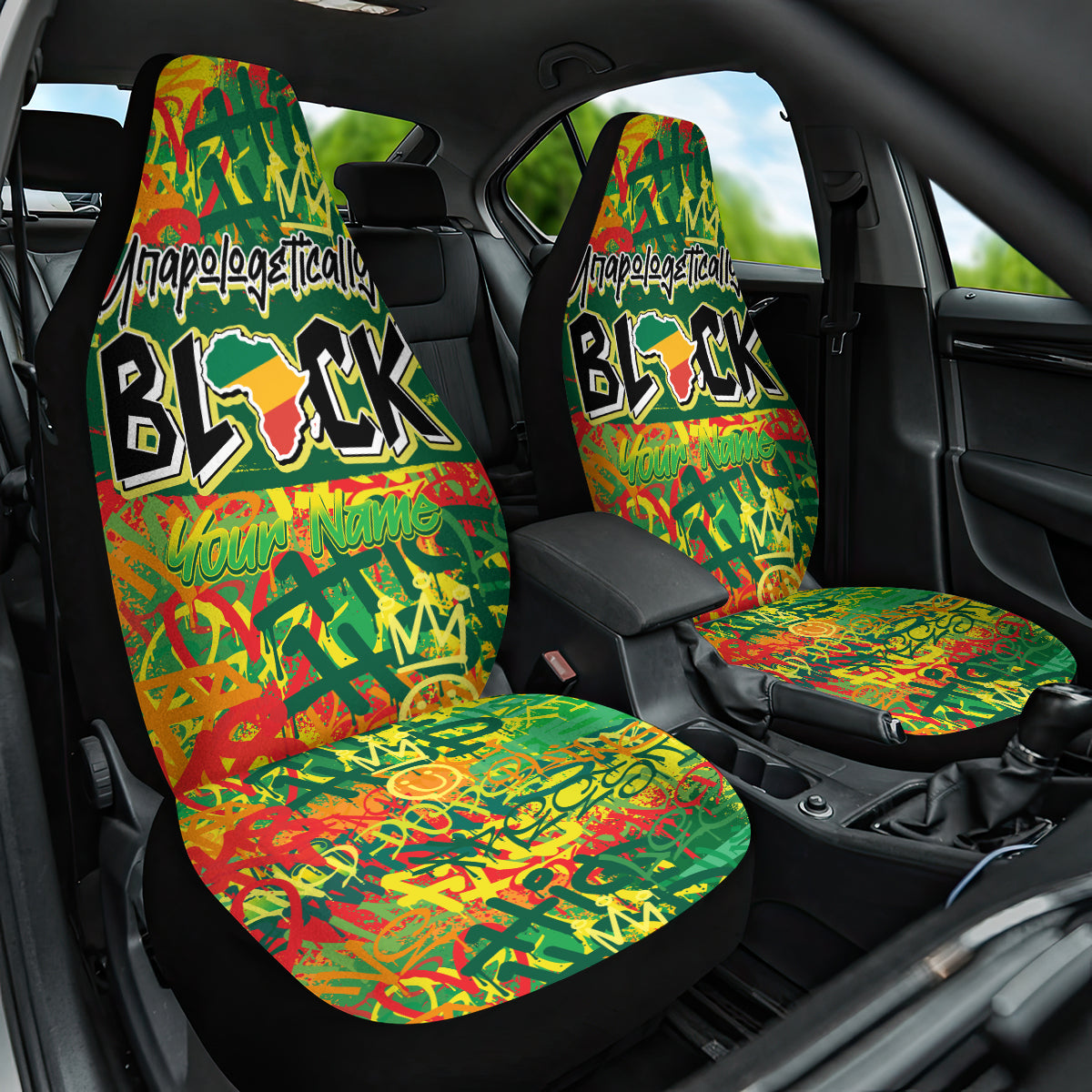 Personalized Colorful African Unapologetically Black Car Seat Cover - Wonder Print Shop