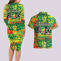 Personalized Colorful African Unapologetically Black Couples Matching Long Sleeve Bodycon Dress and Hawaiian Shirt - Wonder Print Shop