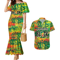 Personalized Colorful African Unapologetically Black Couples Matching Mermaid Dress and Hawaiian Shirt - Wonder Print Shop