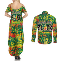 Personalized Colorful African Unapologetically Black Couples Matching Summer Maxi Dress and Long Sleeve Button Shirt - Wonder Print Shop